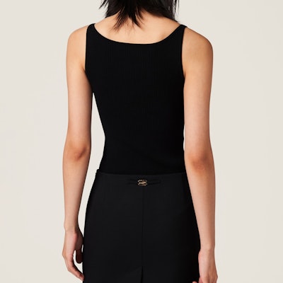 (W) MIU MIU Baju Tanpa Lengan Slim Fit Hitam. MMV148-13WV-F0002-S-OOO Purchase (W) MIU MIU Baju Tanpa Lengan Slim Fit Hitam. MMV148-13WV-F0002-S-OOO