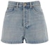 Order (W) MIU MIU 藍色牛仔拉鍊寬鬆短褲。 GWP498-1373-F0076