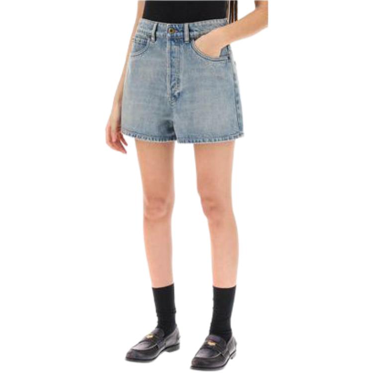 Purchase (W) MIU MIU 藍色牛仔拉鍊寬鬆短褲。 GWP498-1373-F0076