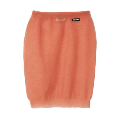 (Women) MIU MIU Solid Color Mid-Waist Casual Long Skirt Pink. MMG468-13S6-F0924-S-232