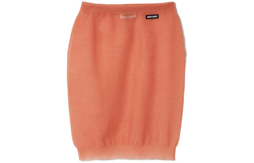 (Women) MIU MIU  Solid Color Mid-Waist Casual Long Skirt Pink. MMG468-13S6-F0924-S-232 圖 2