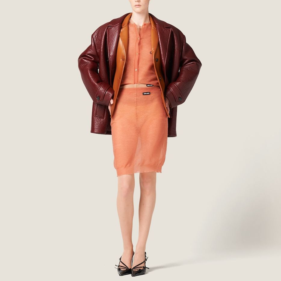 (Women) MIU MIU  Solid Color Mid-Waist Casual Long Skirt Pink. MMG468-13S6-F0924-S-232 圖 3