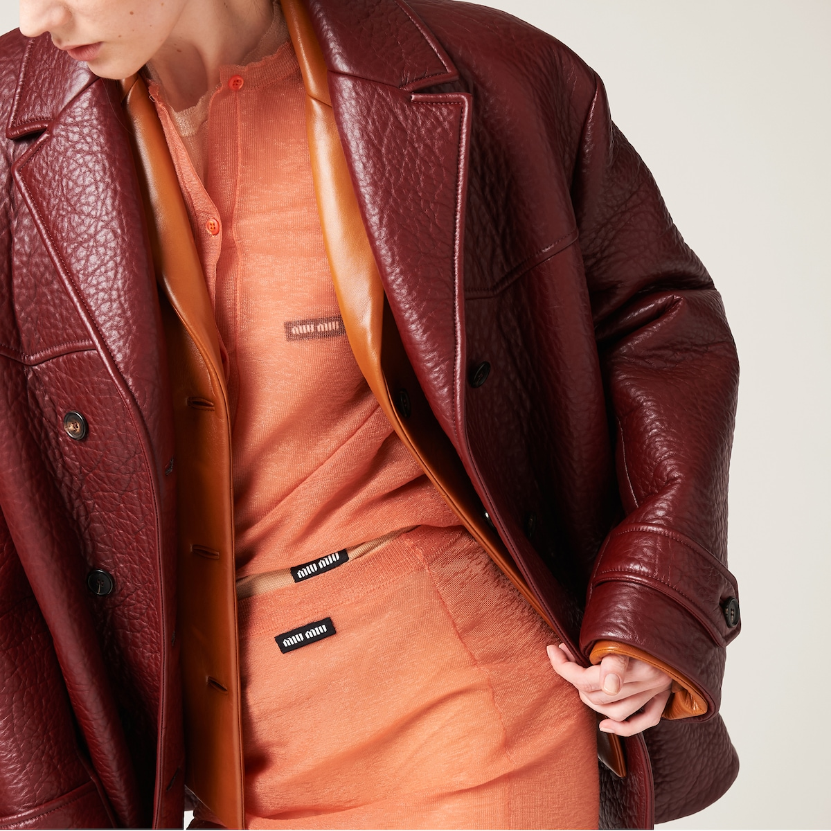 (Women) MIU MIU  Solid Color Mid-Waist Casual Long Skirt Pink. MMG468-13S6-F0924-S-232 圖 6