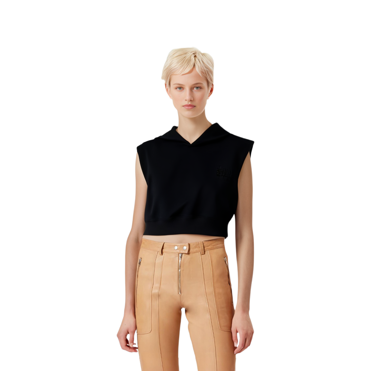 Shop (W) MIU MIU Sudadera sin Mangas Color Sólido en Negro. MJT676-13FV-F0002