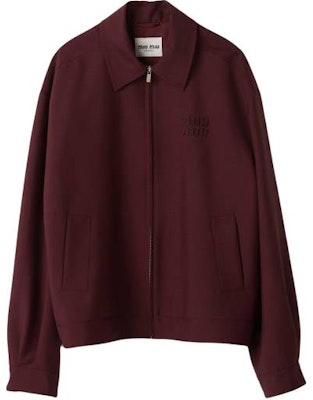 (Women) MIU MIU Solid Color Zip-Up Long Sleeve Jacket in Deep Red. ML1041-12I1-F0399-S-OOO Order (Women) MIU MIU Solid Color Zip-Up Long Sleeve Jacket in Deep Red. ML1041-12I1-F0399-S-OOO