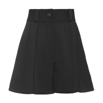 (Women) MIU MIU Solid High-Waisted Straight Shorts Black MP1425-1R1-F0002
