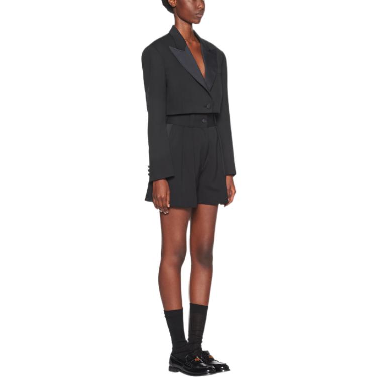 Purchase (W) MIU MIU Shorts Negros Rectos de Tiro Alto MP1425-1R1-F0002