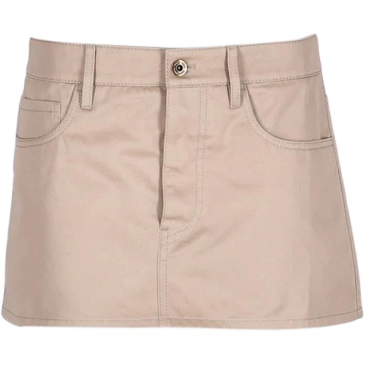 (Women) MIU MIU  Solid Khaki Mid-Rise Fitted Casual Short Skirt. MG2241-1UPX-F0065