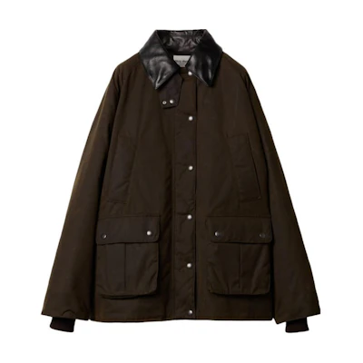(Women) MIU MIU Solid Leather Collar Zip-Up Jacket in Ebony Color ML1104-15WW-F0192-S-OOO