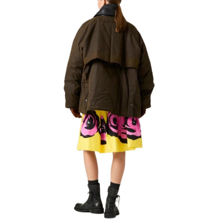 Shop (W) MIU MIU 實心皮革翻領拉鍊夾克 - 深棕色 ML1104-15WW-F0192-S-OOO