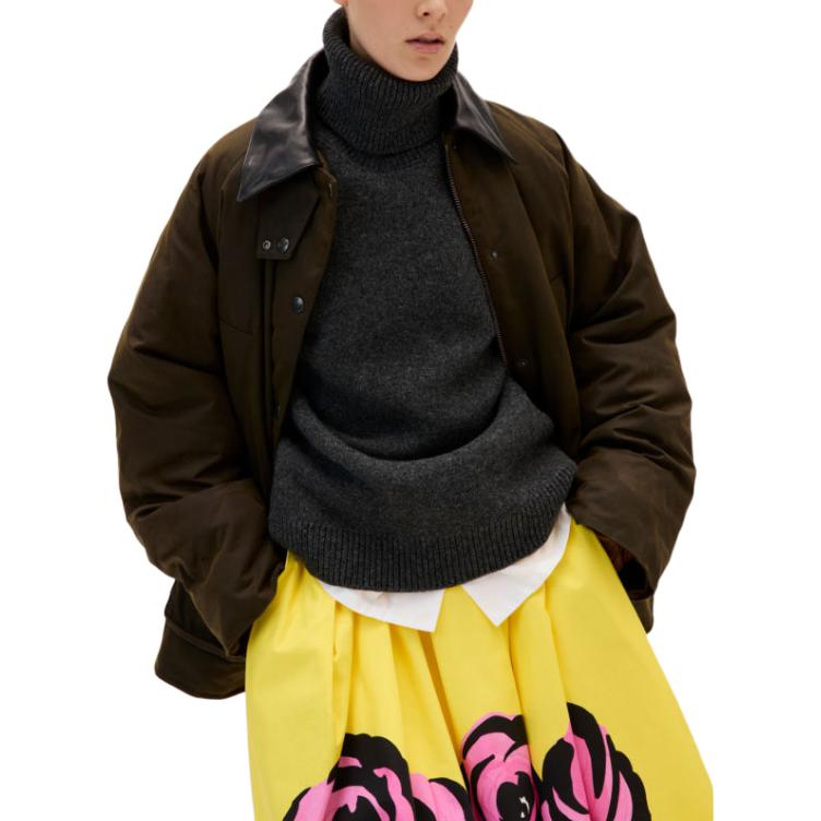 Purchase (W) MIU MIU 實心皮革翻領拉鍊夾克 - 深棕色 ML1104-15WW-F0192-S-OOO