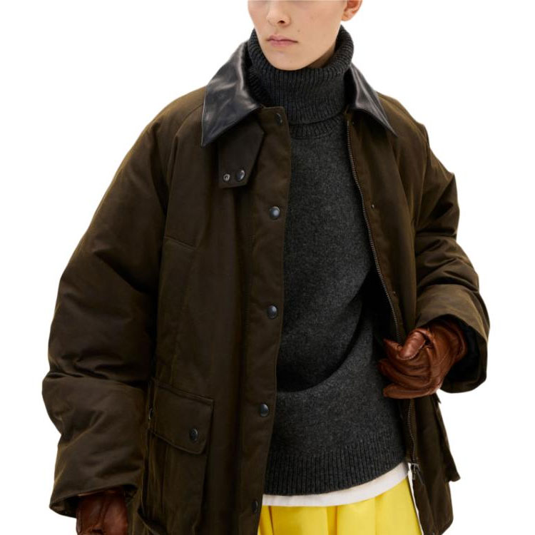 Details for (W) MIU MIU 實心皮革翻領拉鍊夾克 - 深棕色 ML1104-15WW-F0192-S-OOO