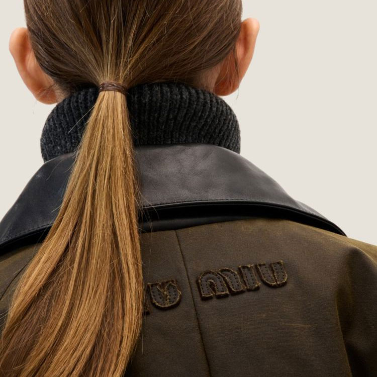 Sizing (W) MIU MIU 實心皮革翻領拉鍊夾克 - 深棕色 ML1104-15WW-F0192-S-OOO