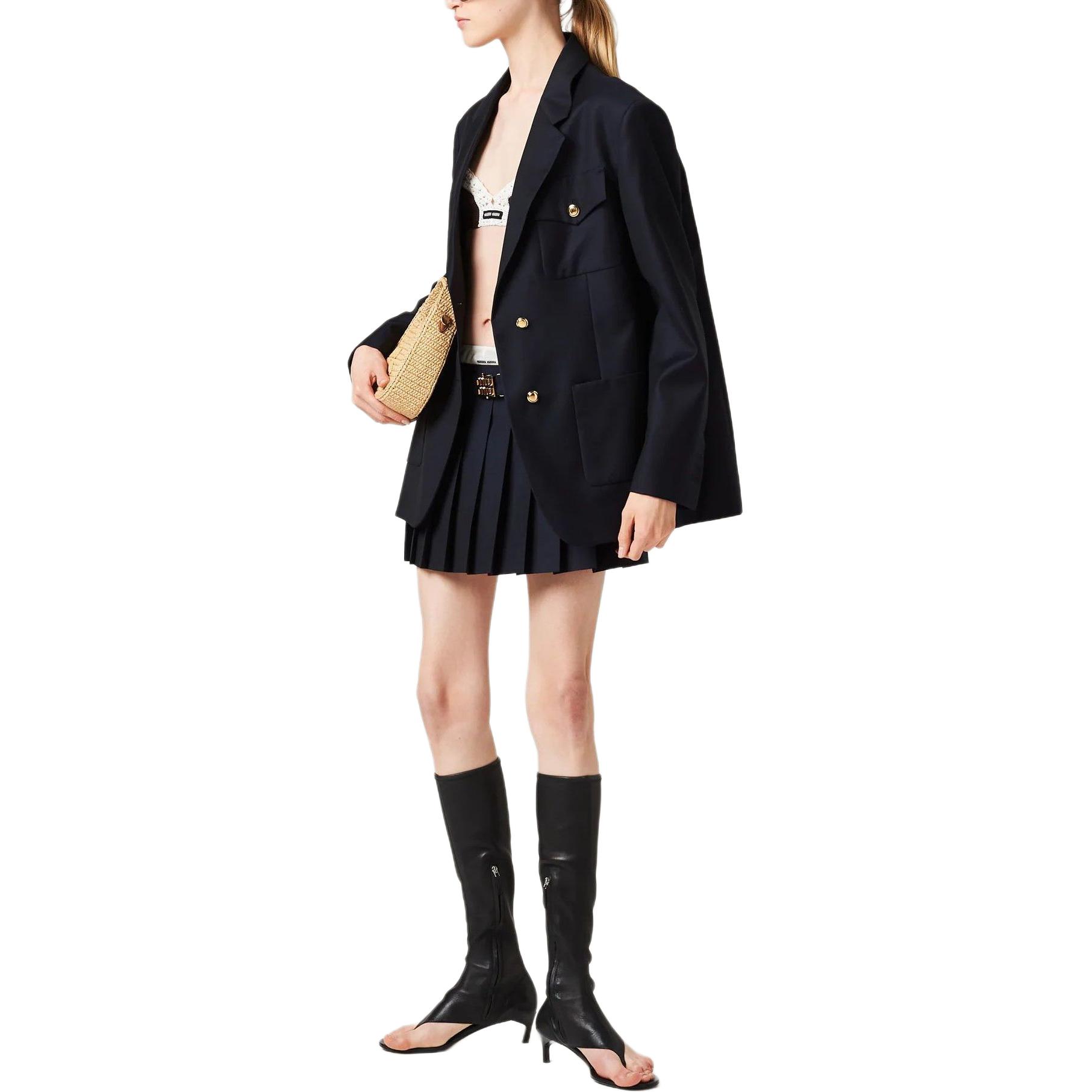 (Women) MIU MIU  Solid Single-Breasted Navy Blue Long-Sleeve Jacket MH1862-11AD-F0008 圖 3