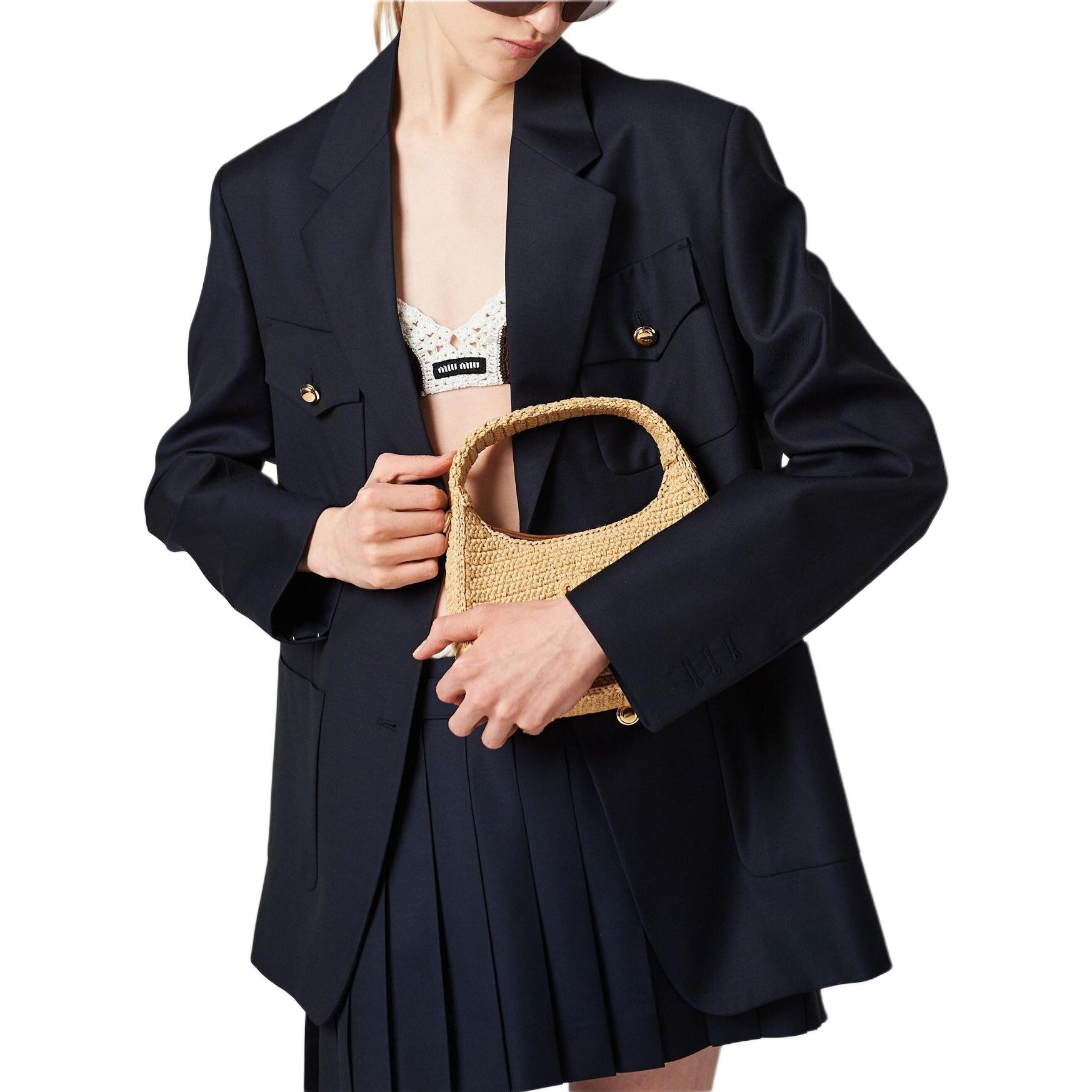 (Women) MIU MIU  Solid Single-Breasted Navy Blue Long-Sleeve Jacket MH1862-11AD-F0008 圖 5