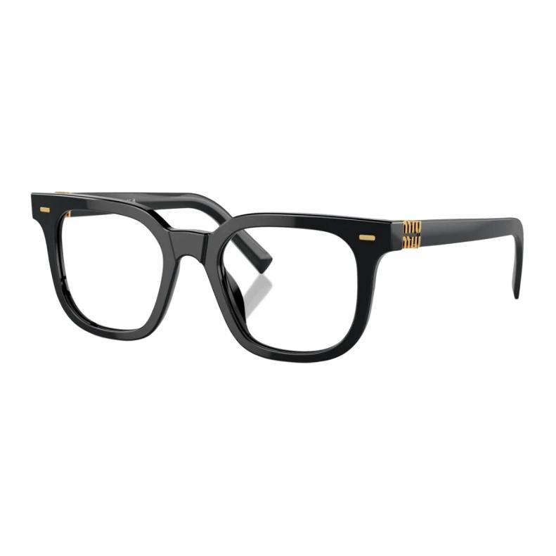 (Women) MIU MIU  Square Optical Glasses Black with Logo Temple Design【Rx-able】 MU06XVF 16K1O1