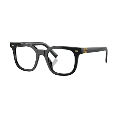 (Women) MIU MIU Square Optical Glasses Black with Logo Temple Design【Rx-able】 MU06XVF 16K1O1