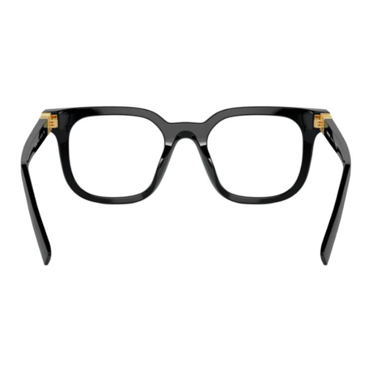 Shop (W) ミュウミュウ スクエア眼鏡 ブラック ロゴテンプルデザイン【度付き対応】 MU06XVF 16K1O1