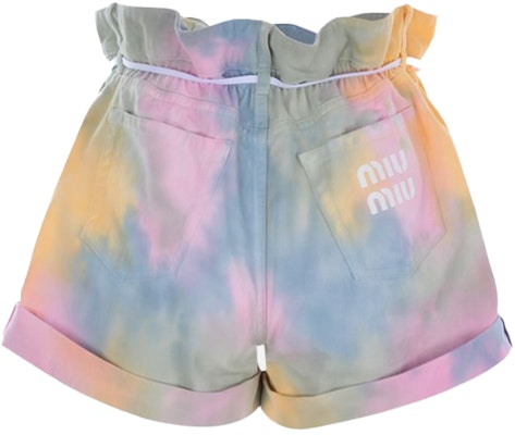 (Women) MIU MIU SS22 Gradient Tie-Dye Denim Shorts. GWP427-10K1-F0055 Lookbook (Women) MIU MIU SS22 Gradient Tie-Dye Denim Shorts. GWP427-10K1-F0055