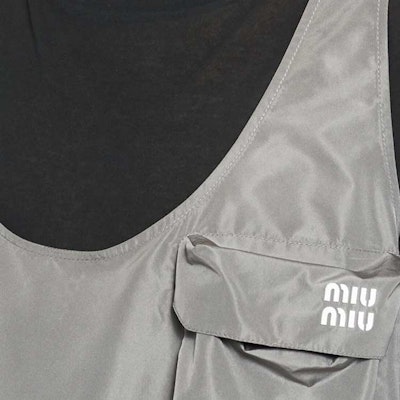 (W) MIU MIU SS23 无袖口袋连衣裙 灰色 MF4924-121I-F0112 Details for (W) MIU MIU SS23 无袖口袋连衣裙 灰色 MF4924-121I-F0112