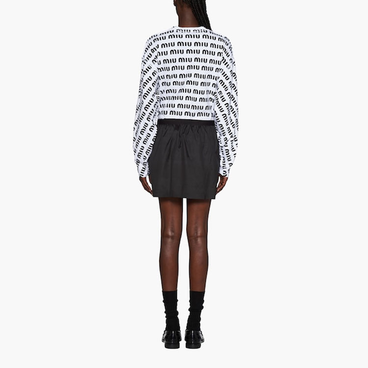 Shop (W) MIU MIU SS23 白色長袖標誌印花上衣TEE。 MJL862-12P2-F0009