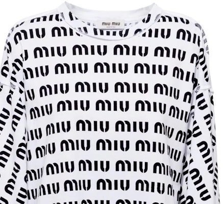 (W) MIU MIU SS23 白色長袖標誌印花上衣TEE。 MJL862-12P2-F0009 Details for (W) MIU MIU SS23 白色長袖標誌印花上衣TEE。 MJL862-12P2-F0009