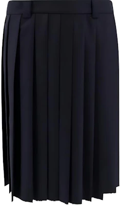 (Women) MIU MIU SS24 Navy Wool Pleated Zipper Casual Long Skirt. MG2052-11AD-F0008-S-232 Buy (Women) MIU MIU SS24 Navy Wool Pleated Zipper Casual Long Skirt. MG2052-11AD-F0008-S-232