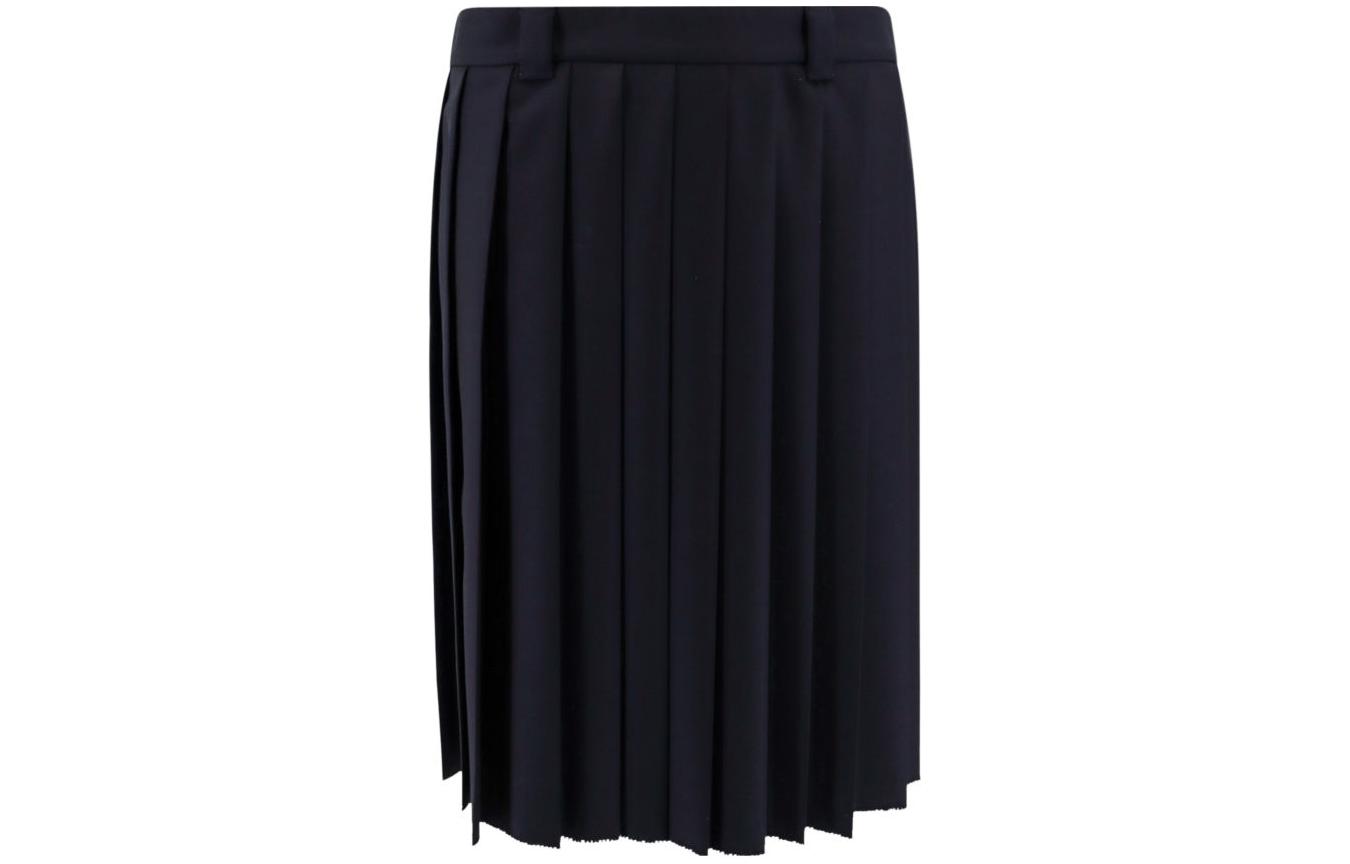 (Women) MIU MIU  SS24 Navy Wool Pleated Zipper Casual Long Skirt. MG2052-11AD-F0008-S-232 圖 2