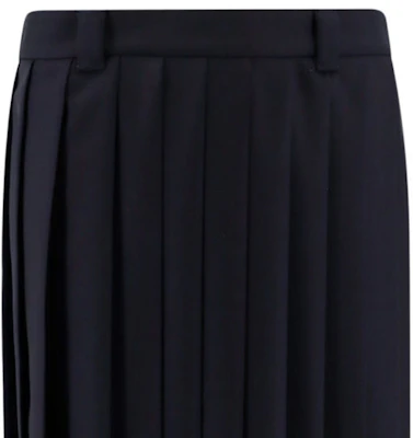 (Women) MIU MIU SS24 Navy Wool Pleated Zipper Casual Long Skirt. MG2052-11AD-F0008-S-232 Sizing (Women) MIU MIU SS24 Navy Wool Pleated Zipper Casual Long Skirt. MG2052-11AD-F0008-S-232
