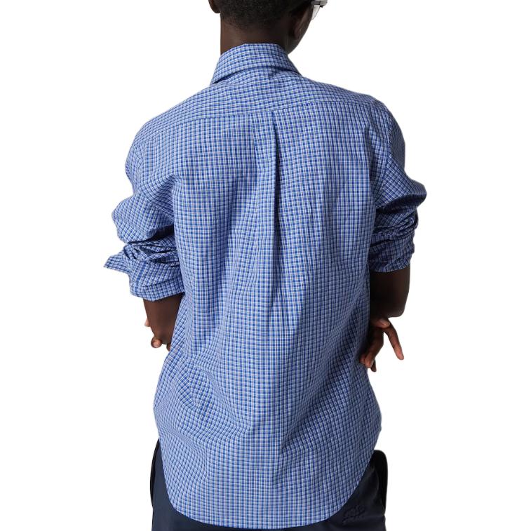 Shop (W) MIU MIU 春夏24格纹刺绣宽松长袖衬衫 蓝色 MK1842-142K-F0013-S-OOO