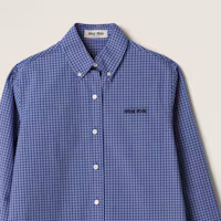 Sizing (Women) MIU MIU SS24 Plaid Embroidered Oversized Long-Sleeve Shirt Blue MK1842-142K-F0013-S-OOO