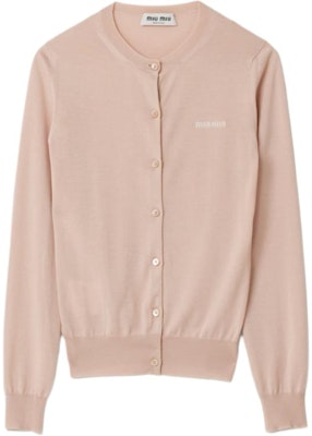 (W) MIU MIU SS24 Kardigan Putih Kasmir dengan Sulaman Logo. MMF878-13KW-F0627-S-OOO Order (W) MIU MIU SS24 Kardigan Putih Kasmir dengan Sulaman Logo. MMF878-13KW-F0627-S-OOO