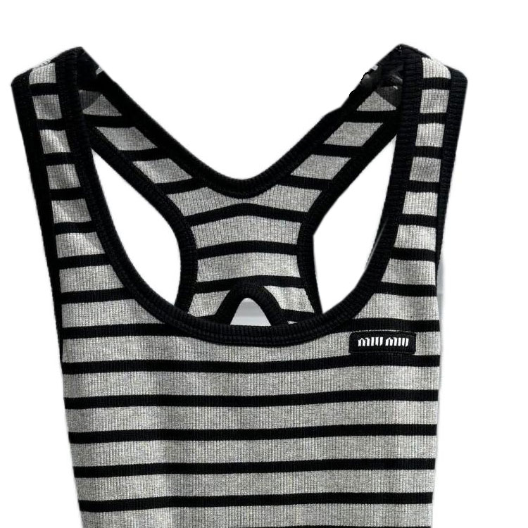 Shop (W) MIU MIU 条纹标志无袖迷你连衣裙 - 黑色 MJA880-14EO-FOBD9-02