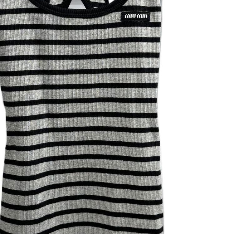 Purchase (W) MIU MIU 条纹标志无袖迷你连衣裙 - 黑色 MJA880-14EO-FOBD9-02