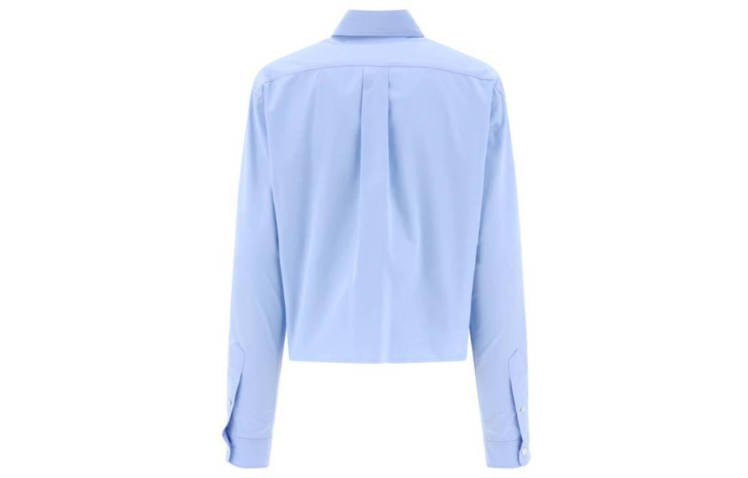(Women) MIU MIU  Striped Button-Up Cropped Long-Sleeve Shirt Blue MK1793-10RG-F0012 圖 3