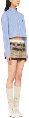 (W) MIU MIU Camisa Corta de Manga Larga a Rayas Azul MK1793-10RG-F0012 Purchase (W) MIU MIU Camisa Corta de Manga Larga a Rayas Azul MK1793-10RG-F0012