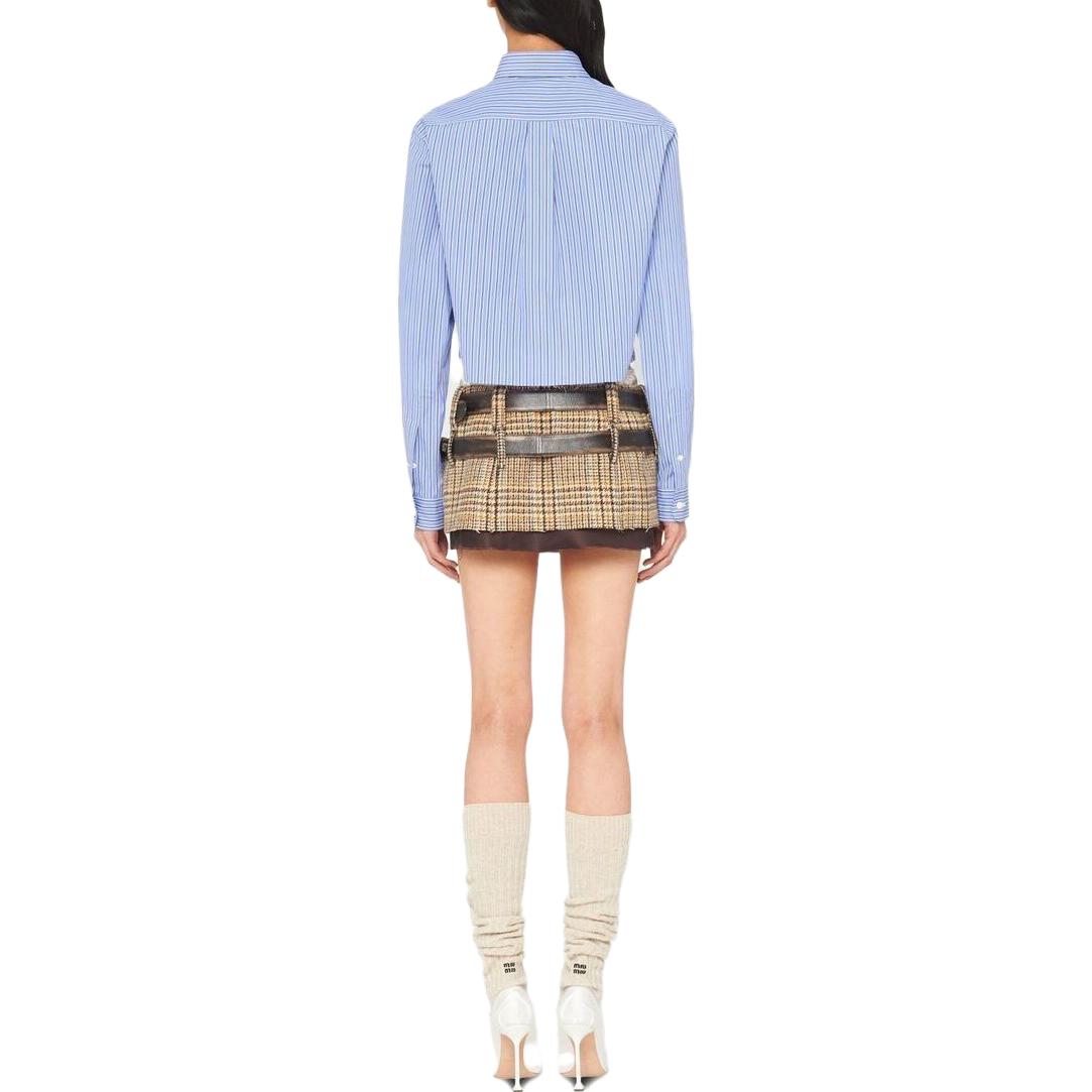 (Women) MIU MIU  Striped Button-Up Cropped Long-Sleeve Shirt Blue MK1793-10RG-F0012 圖 6