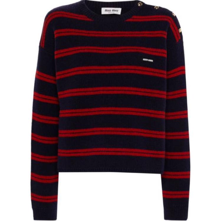 (Women) MIU MIU  Striped Colorblock Crewneck Sweater - Red. MML968-15NQ-F059F-S-OOO 圖 2