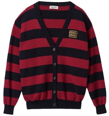 (W) MIU MIU Kardigan Rajut Jalur Kapas Merah Burgundy Butang. MMF857-14M2-F0X58-S-OOO Buy (W) MIU MIU Kardigan Rajut Jalur Kapas Merah Burgundy Butang. MMF857-14M2-F0X58-S-OOO