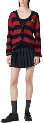 (W) MIU MIU Kardigan Rajut Jalur Kapas Merah Burgundy Butang. MMF857-14M2-F0X58-S-OOO Lookbook (W) MIU MIU Kardigan Rajut Jalur Kapas Merah Burgundy Butang. MMF857-14M2-F0X58-S-OOO