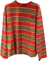 (Women) MIU MIU Striped Crewneck Loose Long Sleeve T-Shirt Orange SS24 MJL014-14RT-F027R-S-000 (Women) MIU MIU Striped Crewneck Loose Long Sleeve T-Shirt Orange SS24 MJL014-14RT-F027R-S-000