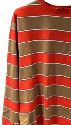 (Women) MIU MIU Striped Crewneck Loose Long Sleeve T-Shirt Orange SS24 MJL014-14RT-F027R-S-000 Details for (Women) MIU MIU Striped Crewneck Loose Long Sleeve T-Shirt Orange SS24 MJL014-14RT-F027R-S-000