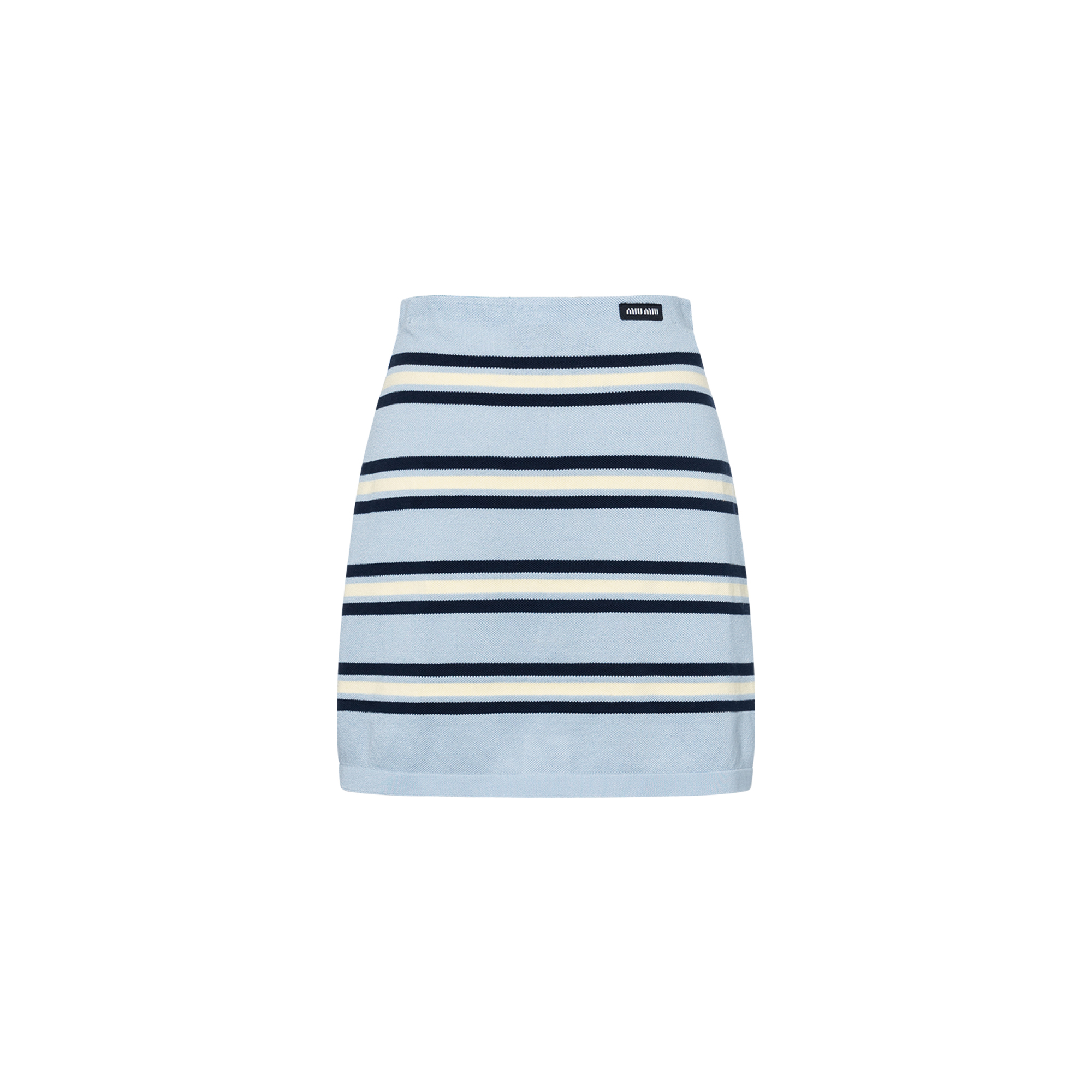 (Women) MIU MIU  Striped Elastic Waist Slim Fit Casual Mini Skirt Light Blue MMG482-14AX-F0012-S-OOO