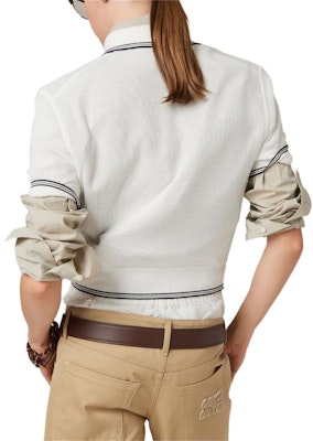 (W) MIU MIU Kemeja Polo Lengan Pendek Garis Kasual Putih. MML956-15BL-F0944-S-OOO Shop (W) MIU MIU Kemeja Polo Lengan Pendek Garis Kasual Putih. MML956-15BL-F0944-S-OOO