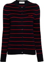 (Women) MIU MIU Striped Letter Logo Printed Knit Cardigan Long Sleeve Multicolor. MMF895-15NDF-0969-S-OOO (Women) MIU MIU Striped Letter Logo Printed Knit Cardigan Long Sleeve Multicolor. MMF895-15NDF-0969-S-OOO