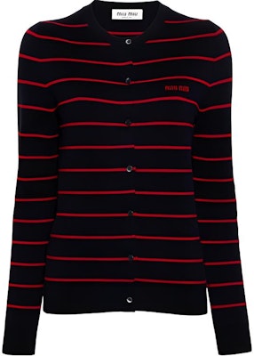 (W) MIU MIU Kardigan Rajutan Jalur Logo Huruf Lengan Panjang Pelbagai Warna. MMF895-15NDF-0969-S-OOO Order (W) MIU MIU Kardigan Rajutan Jalur Logo Huruf Lengan Panjang Pelbagai Warna. MMF895-15NDF-0969-S-OOO