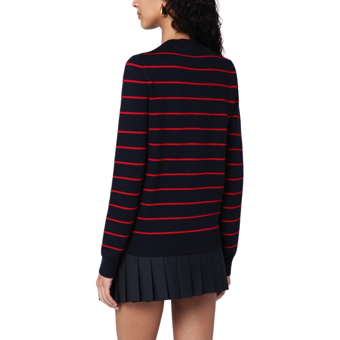 Sizing (W) MIU MIU Kardigan Rajutan Jalur Logo Huruf Lengan Panjang Pelbagai Warna. MMF895-15NDF-0969-S-OOO