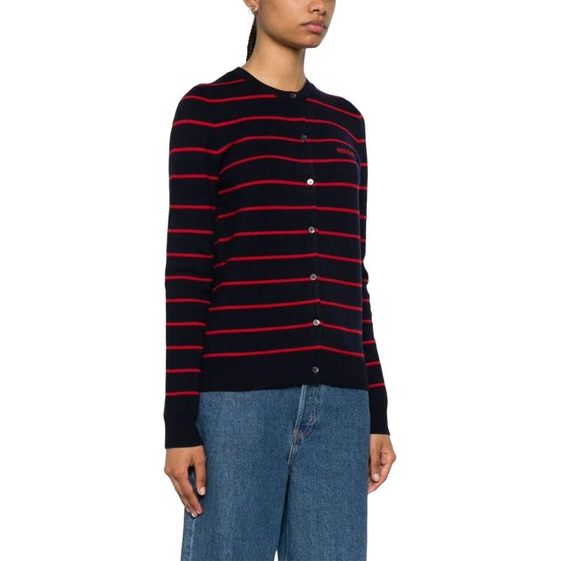 Cheap (W) MIU MIU Kardigan Rajutan Jalur Logo Huruf Lengan Panjang Pelbagai Warna. MMF895-15NDF-0969-S-OOO