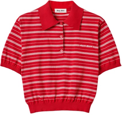 (W) MIU MIU Baju Polo Lengan Pendek Berjalur Huruf - Merah. MML949-140V-F0011-S-OOO Buy (W) MIU MIU Baju Polo Lengan Pendek Berjalur Huruf - Merah. MML949-140V-F0011-S-OOO
