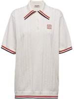 (Women) MIU MIU Striped Loose Fit Short Sleeve Polo Shirt Tube Top. MML677-110B-F0009 (Women) MIU MIU Striped Loose Fit Short Sleeve Polo Shirt Tube Top. MML677-110B-F0009